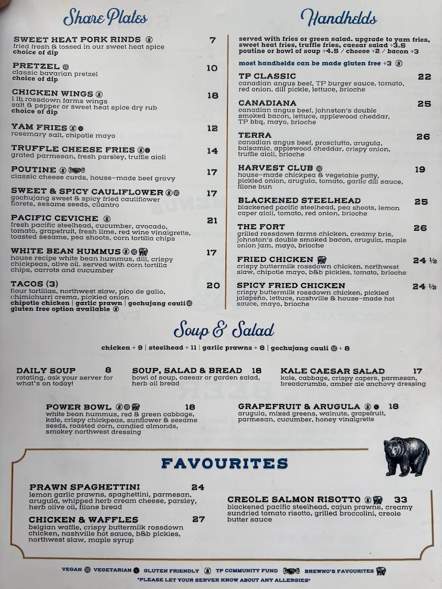 Menu, Trading Post Eatery