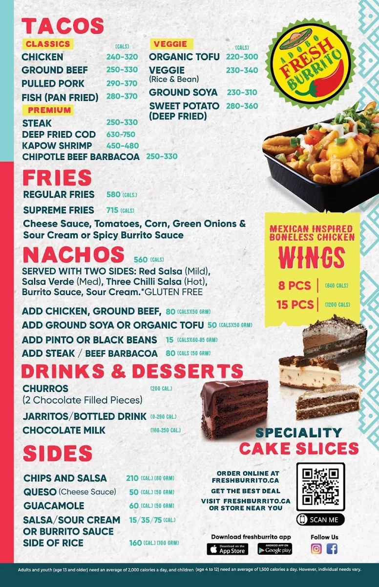 Menu, Fresh Burrito