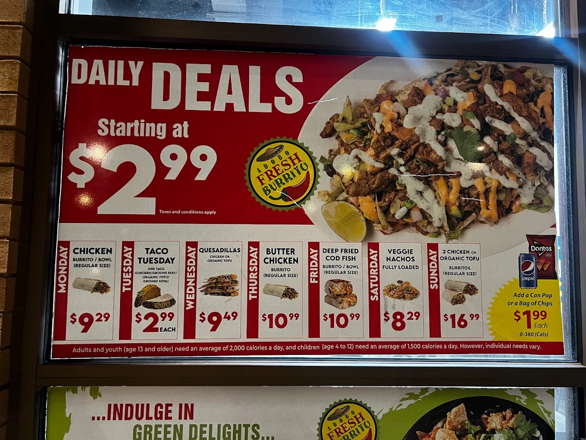 Menu, Fresh Burrito