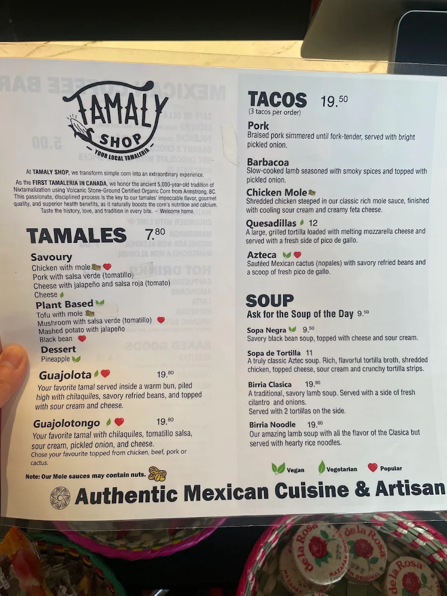 Menu, Tamaly Shop
