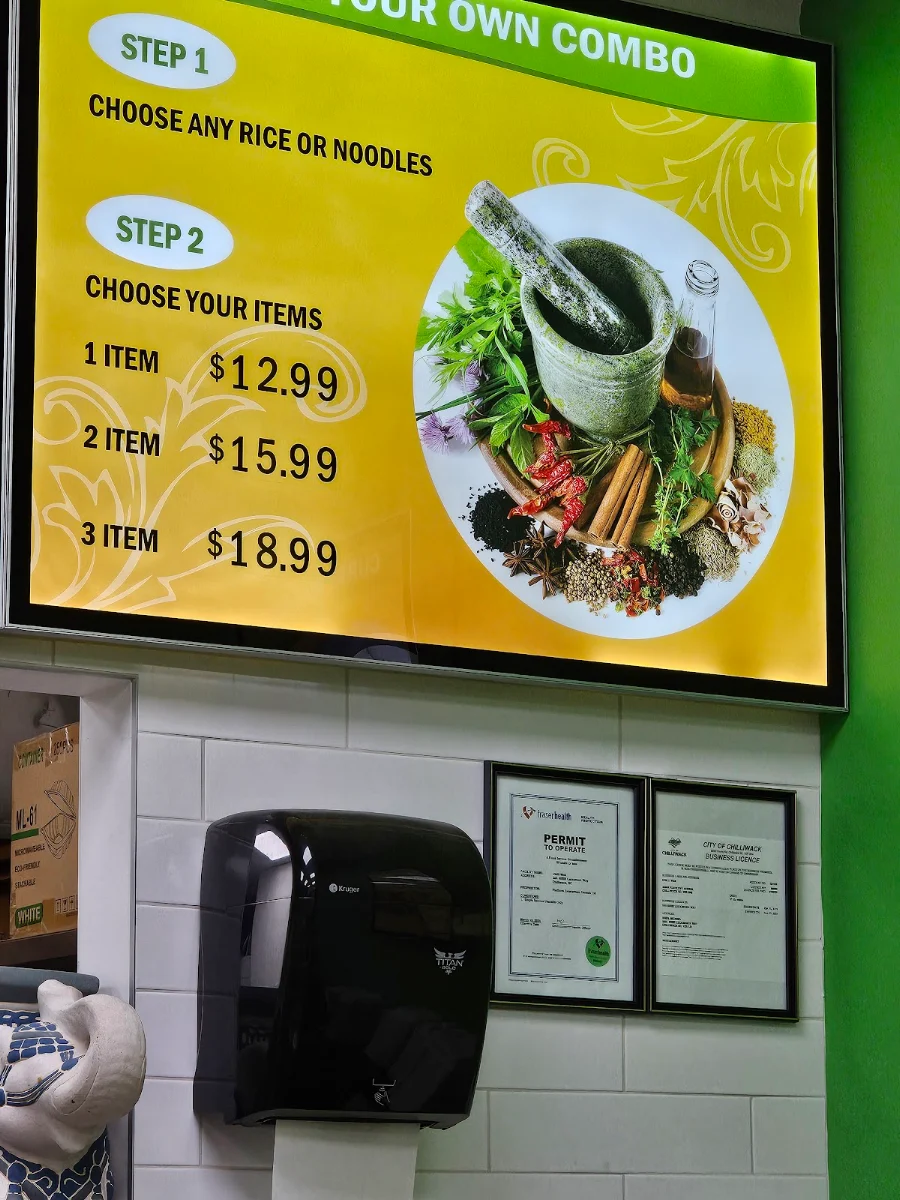 Menu, Chilli Wok