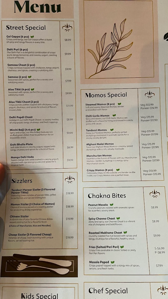 Menu, Atrangi - Pure Vegetarian Indian Cuisine