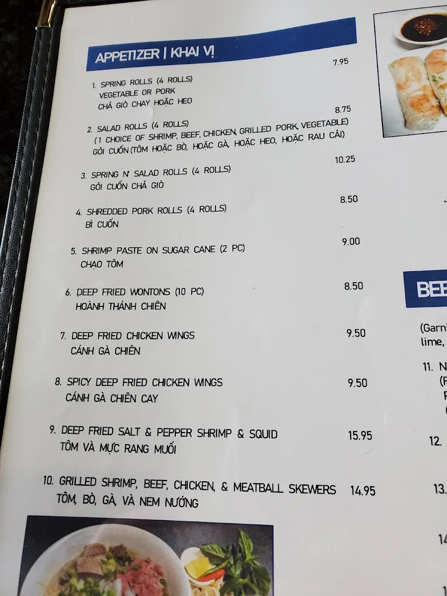 Menu, Nha Trang Restaurant