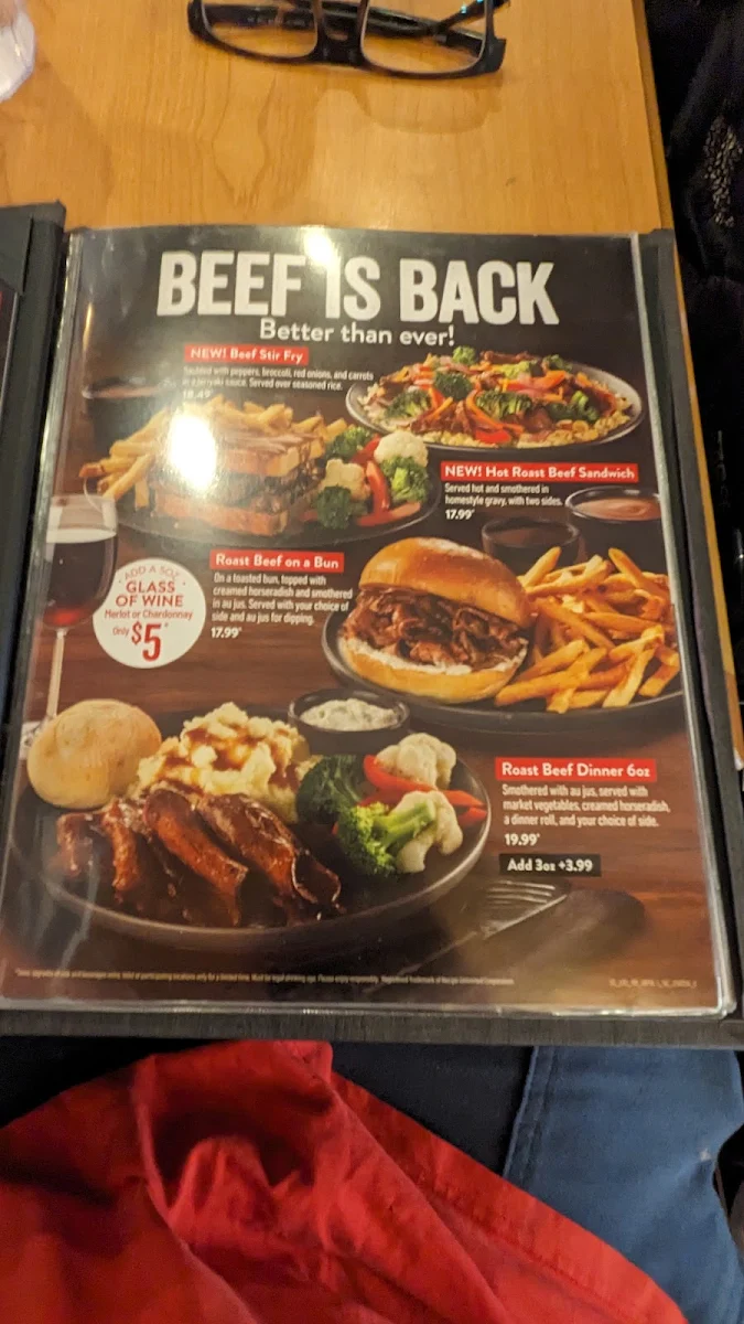 Menu, Swiss Chalet