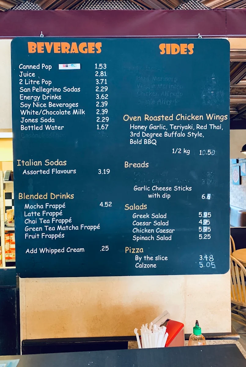 Menu, Thor's Pizzeria