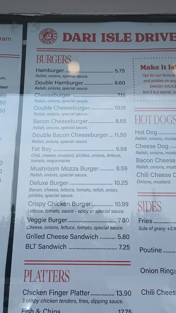Menu, Dari Isle Drive-In