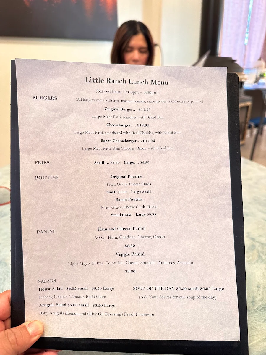 Menu, Little Ranch Cafe