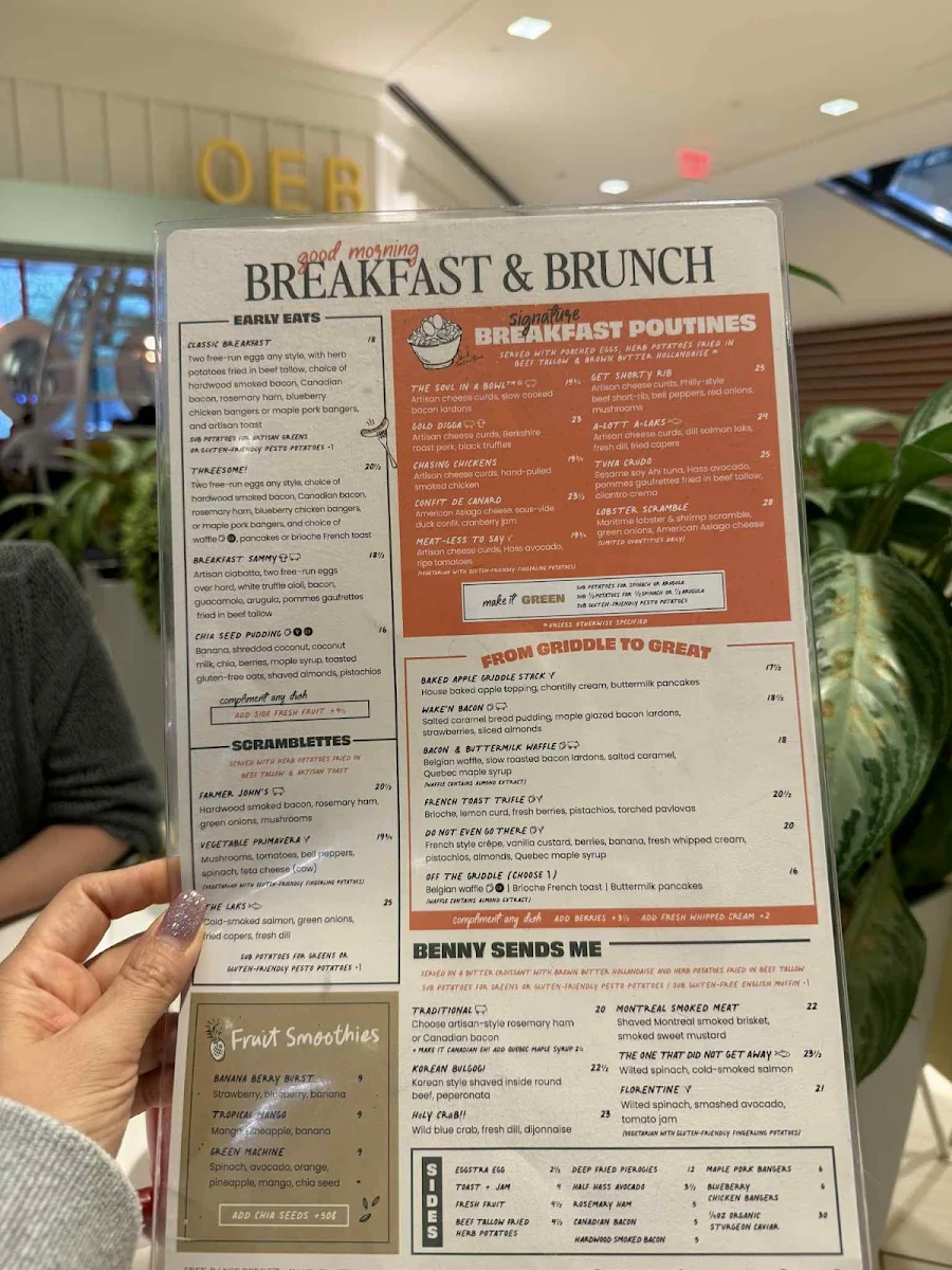 Menu, OEB Breakfast Co.