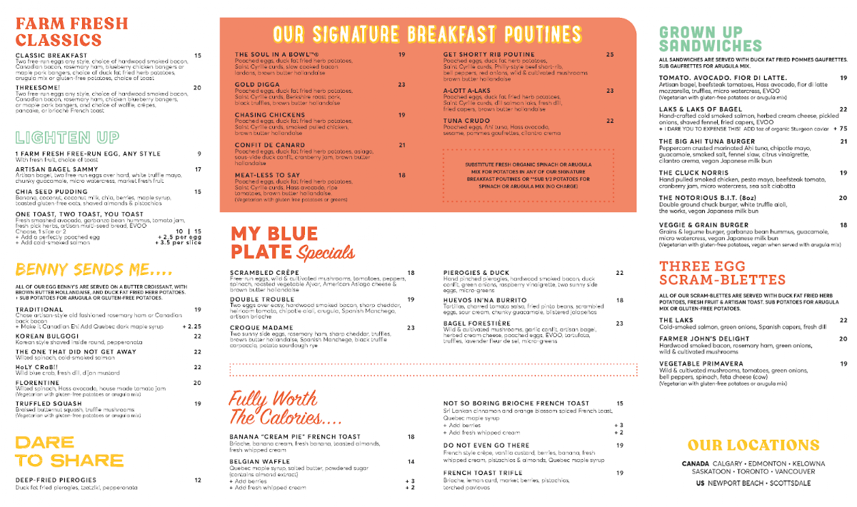Menu, OEB Breakfast Co.