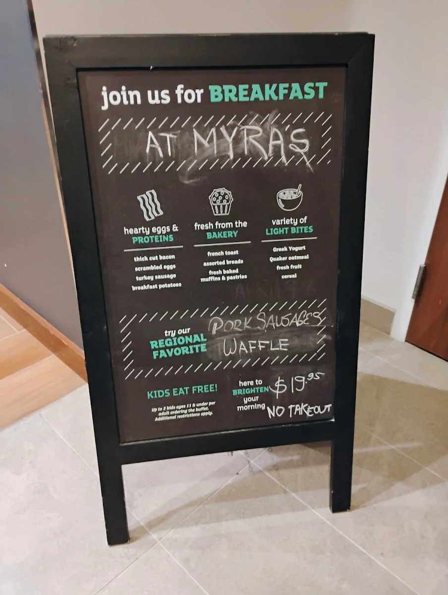 Menu, Myra Bar & Kitchen