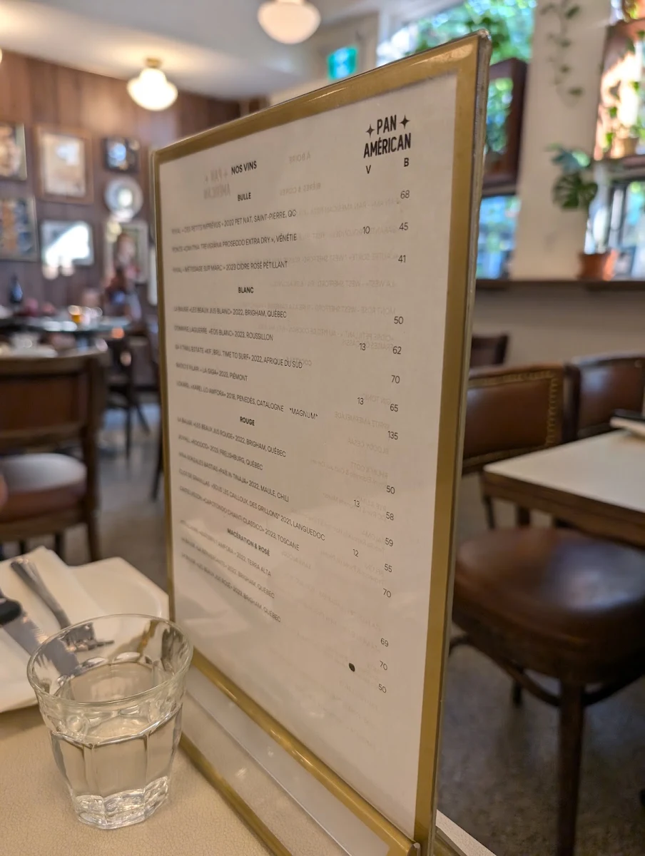 Menu, Pan Américan Pizza
