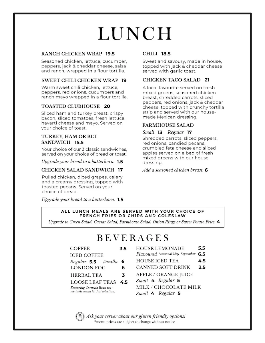 Menu, Lily Stone Cafe