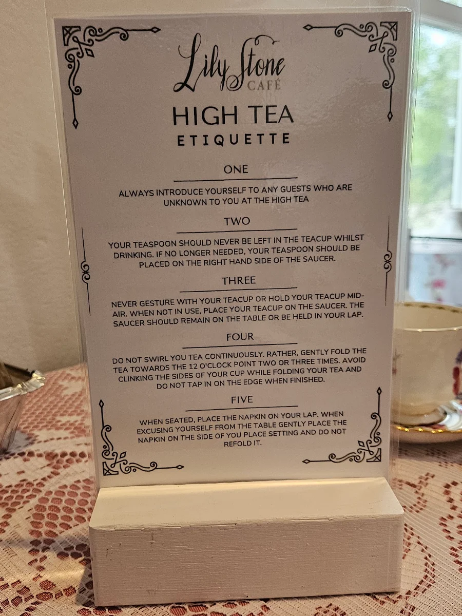 Menu, Lily Stone Cafe