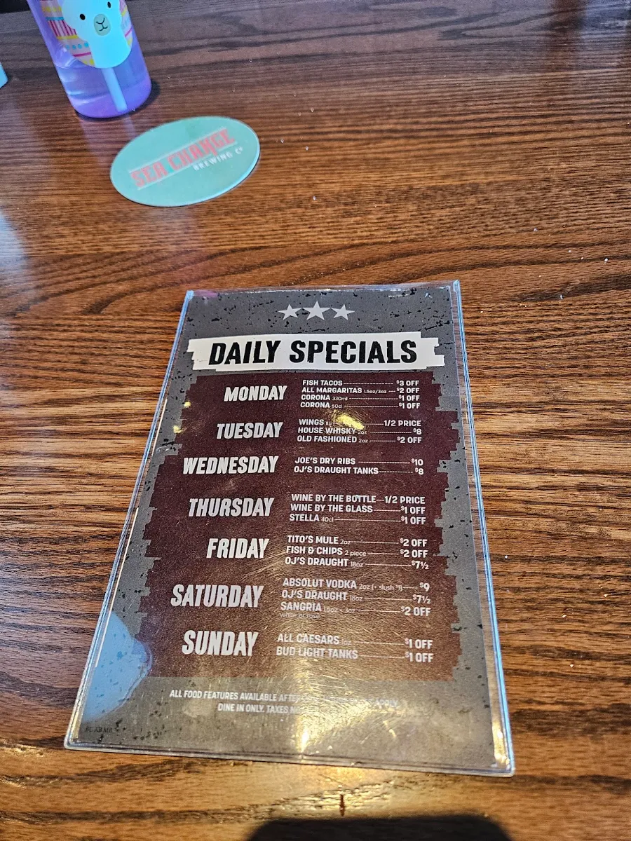 Menu, Original Joe's