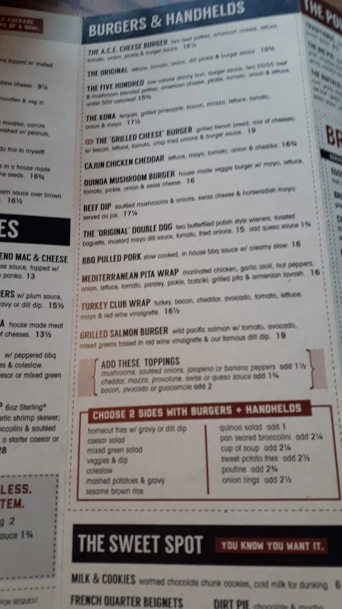 Menu, Original Joe's