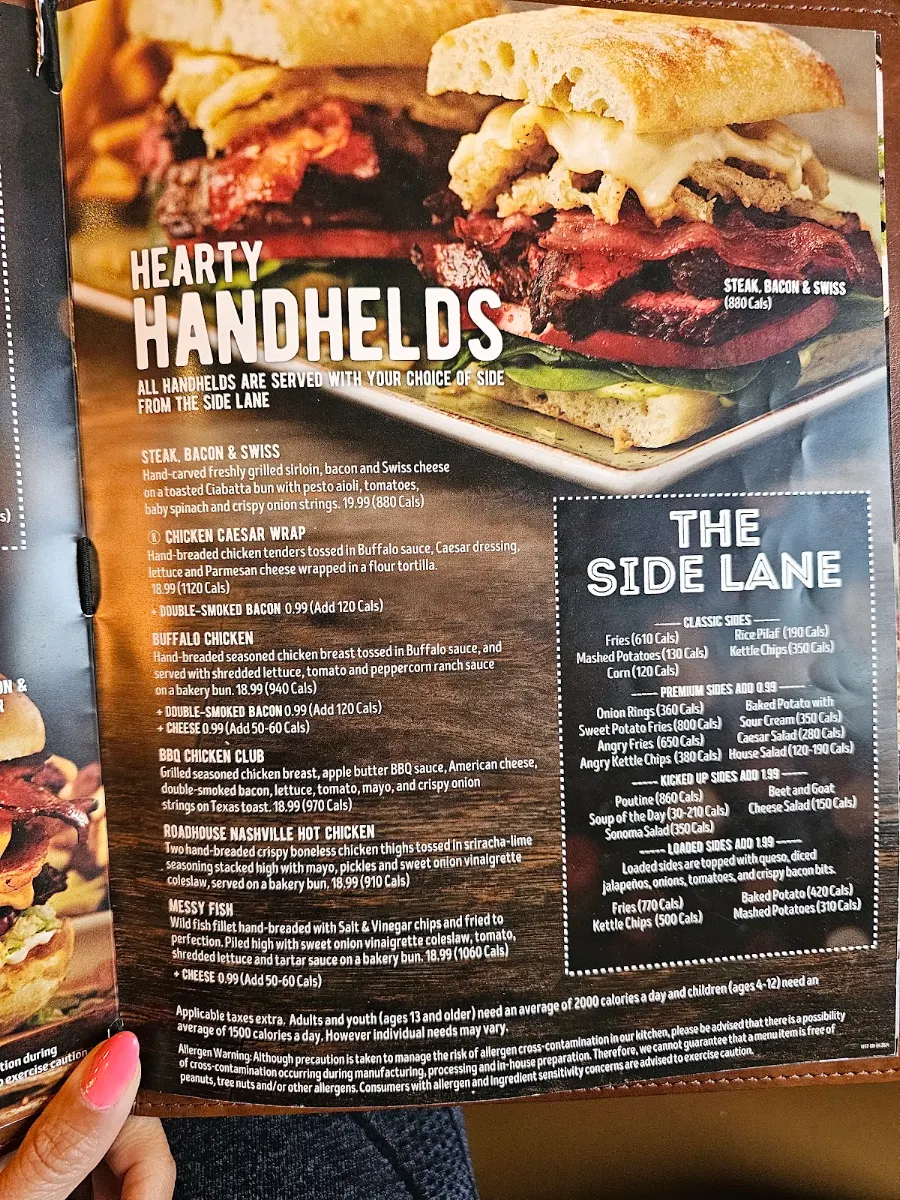 Menu, Kelseys Original Roadhouse