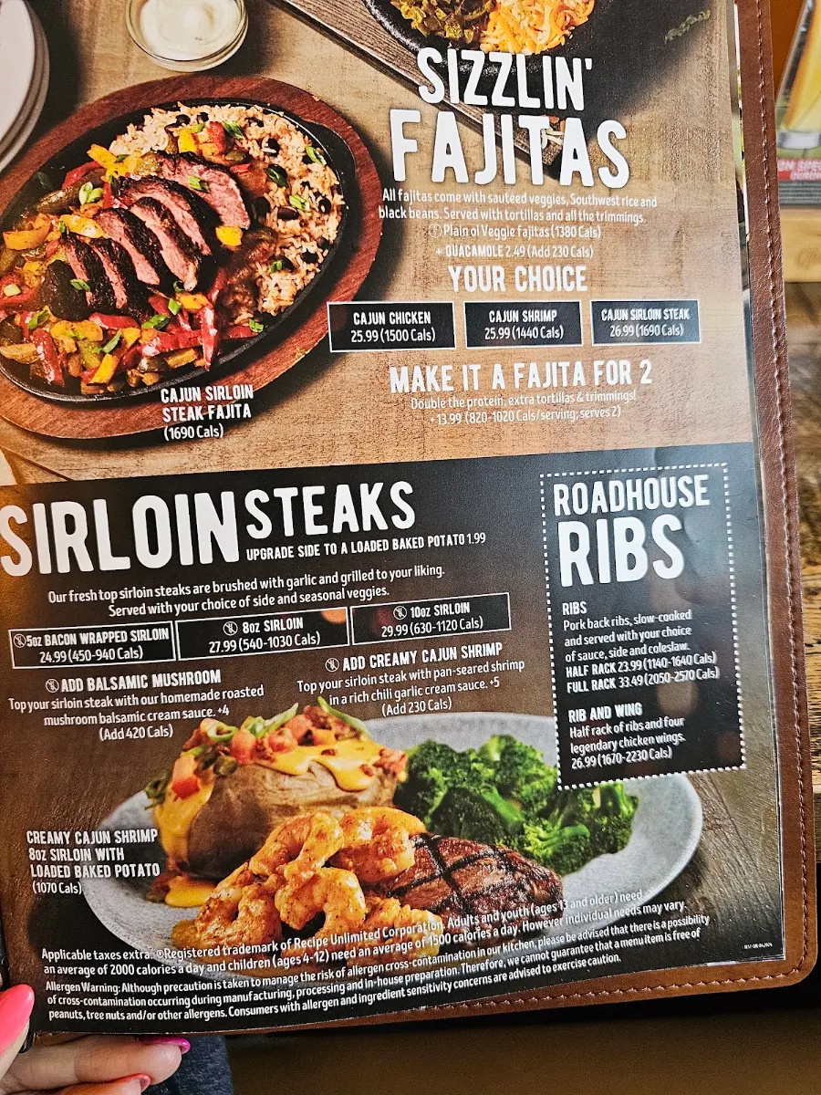 Menu, Kelseys Original Roadhouse