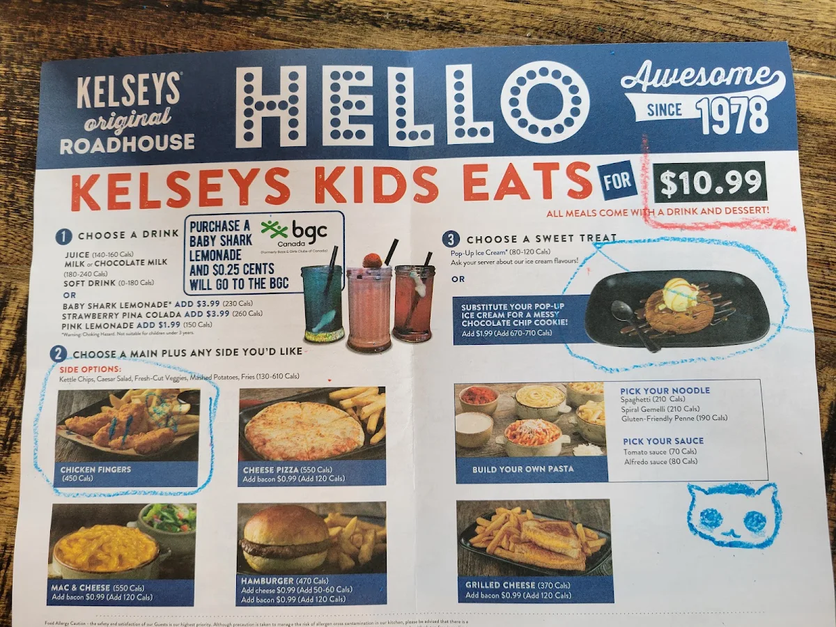 Menu, Kelseys Original Roadhouse