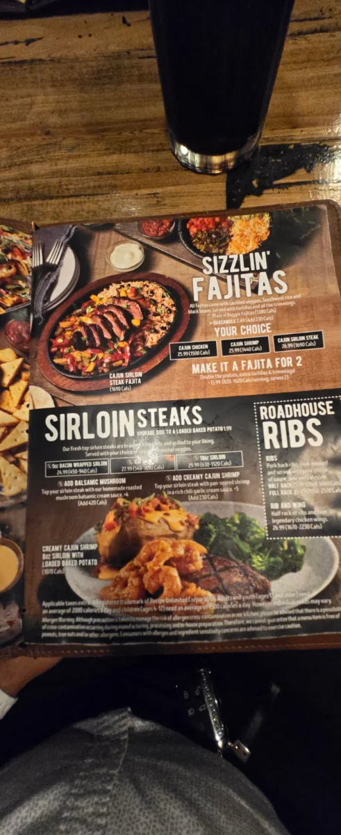Menu, Kelseys Original Roadhouse