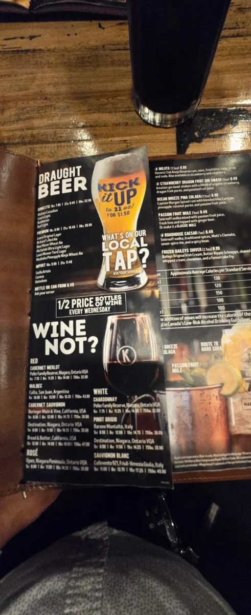 Menu, Kelseys Original Roadhouse