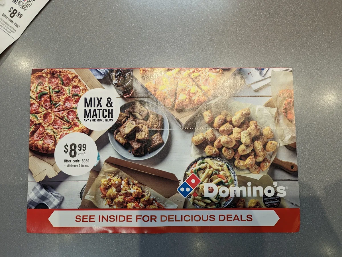Menu, Domino's Pizza