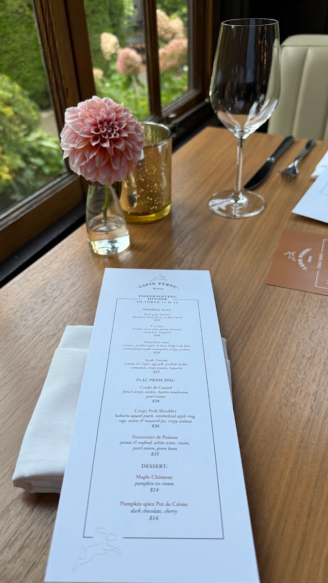 Menu, Bistro Lapin Perdu