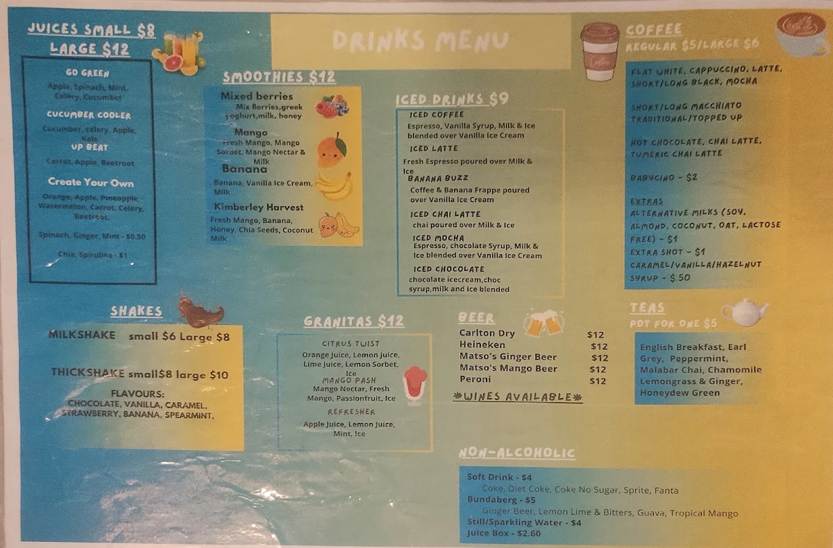 Menu, The Green Mango Cafe