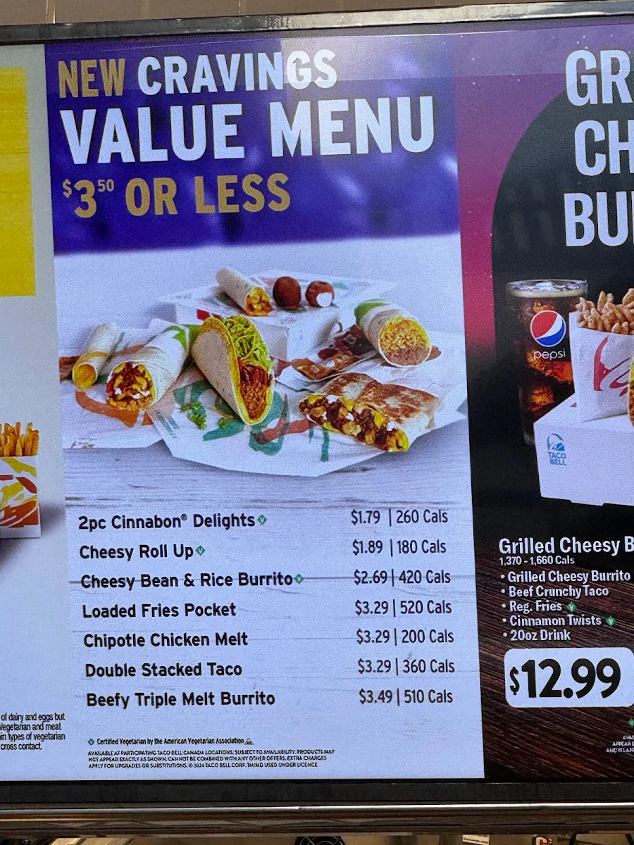 Menu, Taco Bell