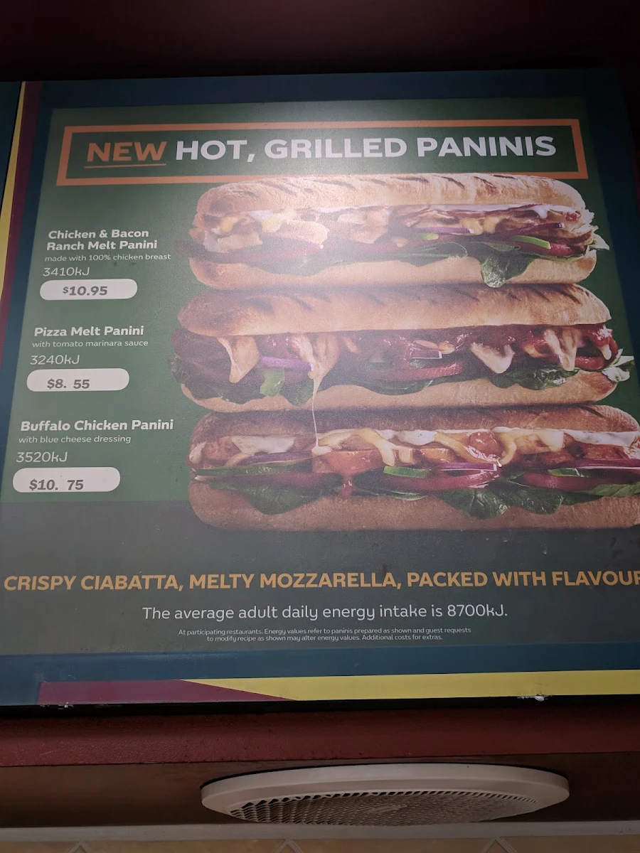 Menu, Subway