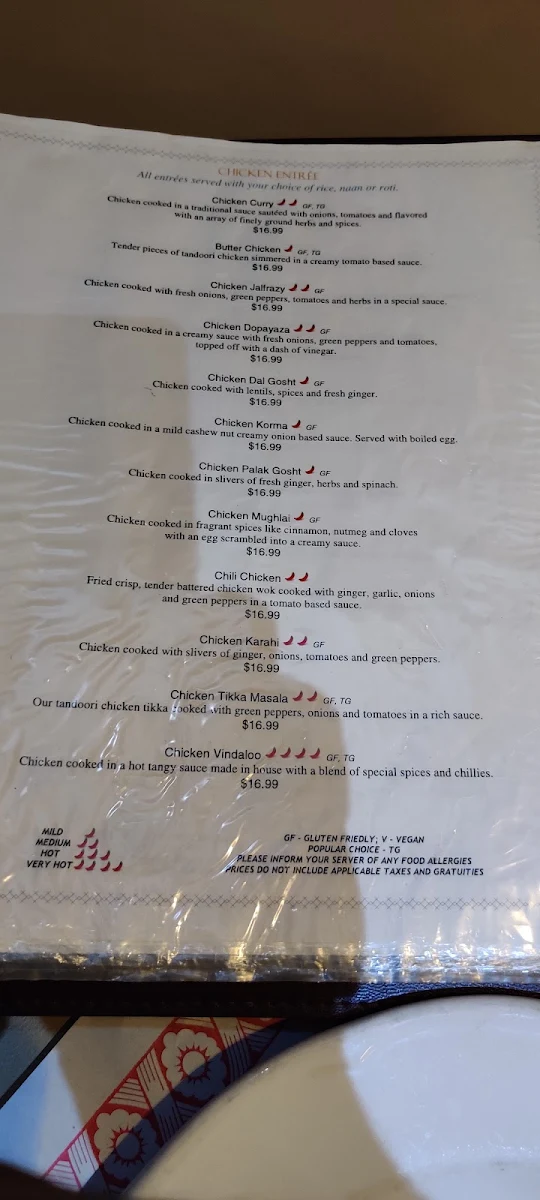 Menu, Tandoori Gardan