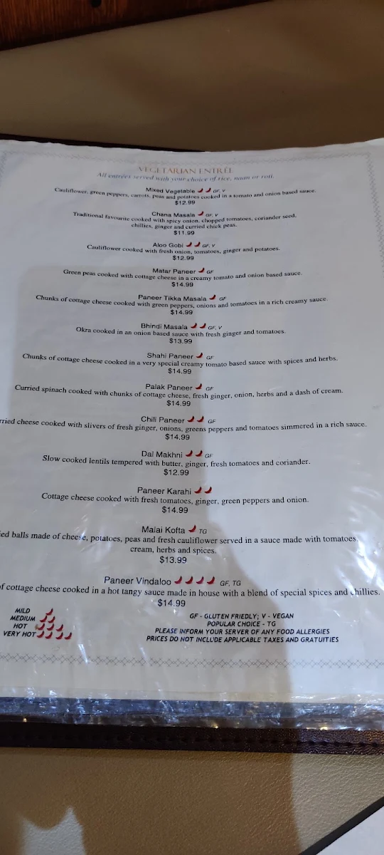 Menu, Tandoori Gardan