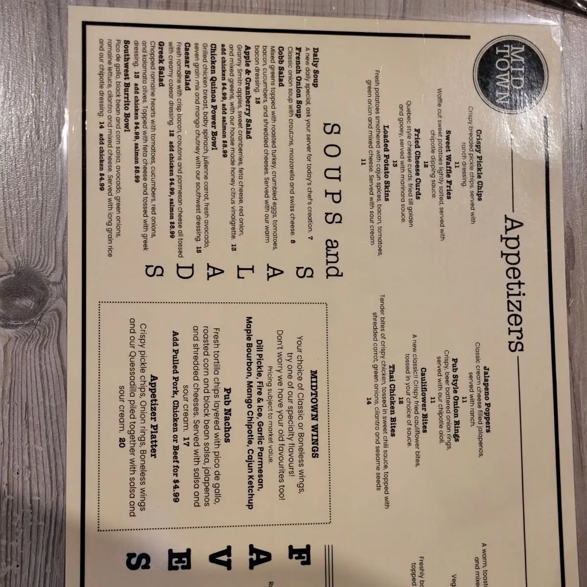 Menu, Midtown | Tap & Grill
