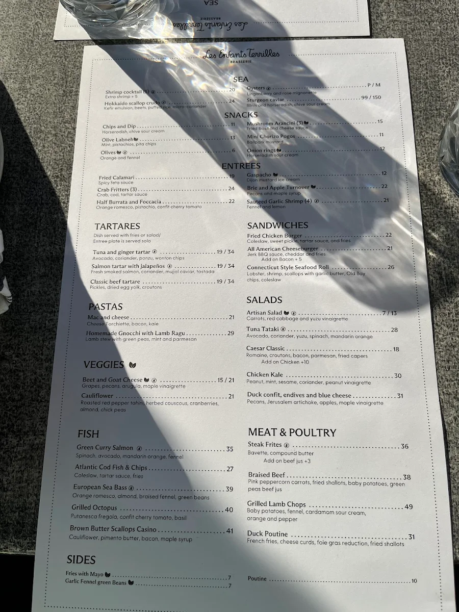 Menu, Les Enfants Terribles — Laval