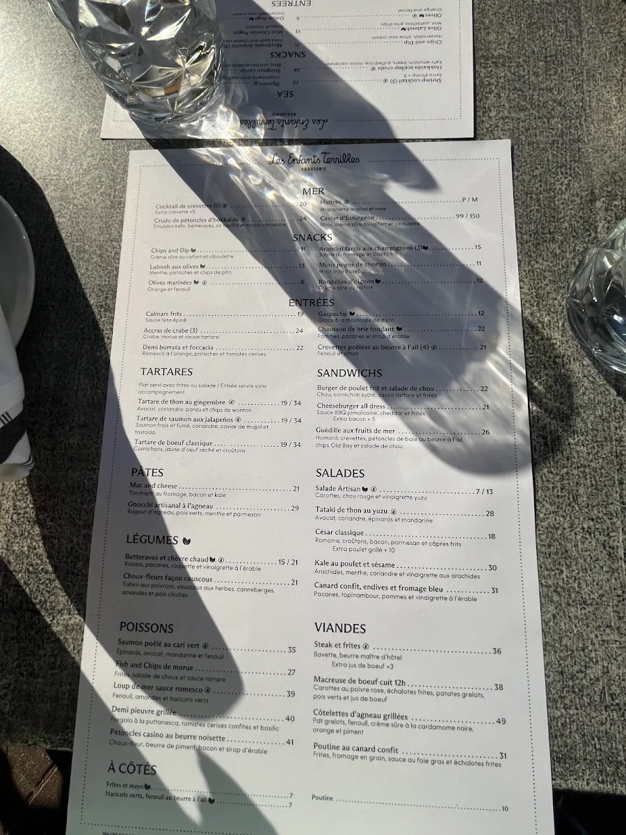 Menu, Les Enfants Terribles — Laval