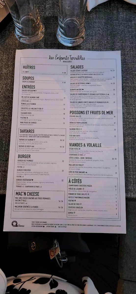 Menu, Les Enfants Terribles — Laval
