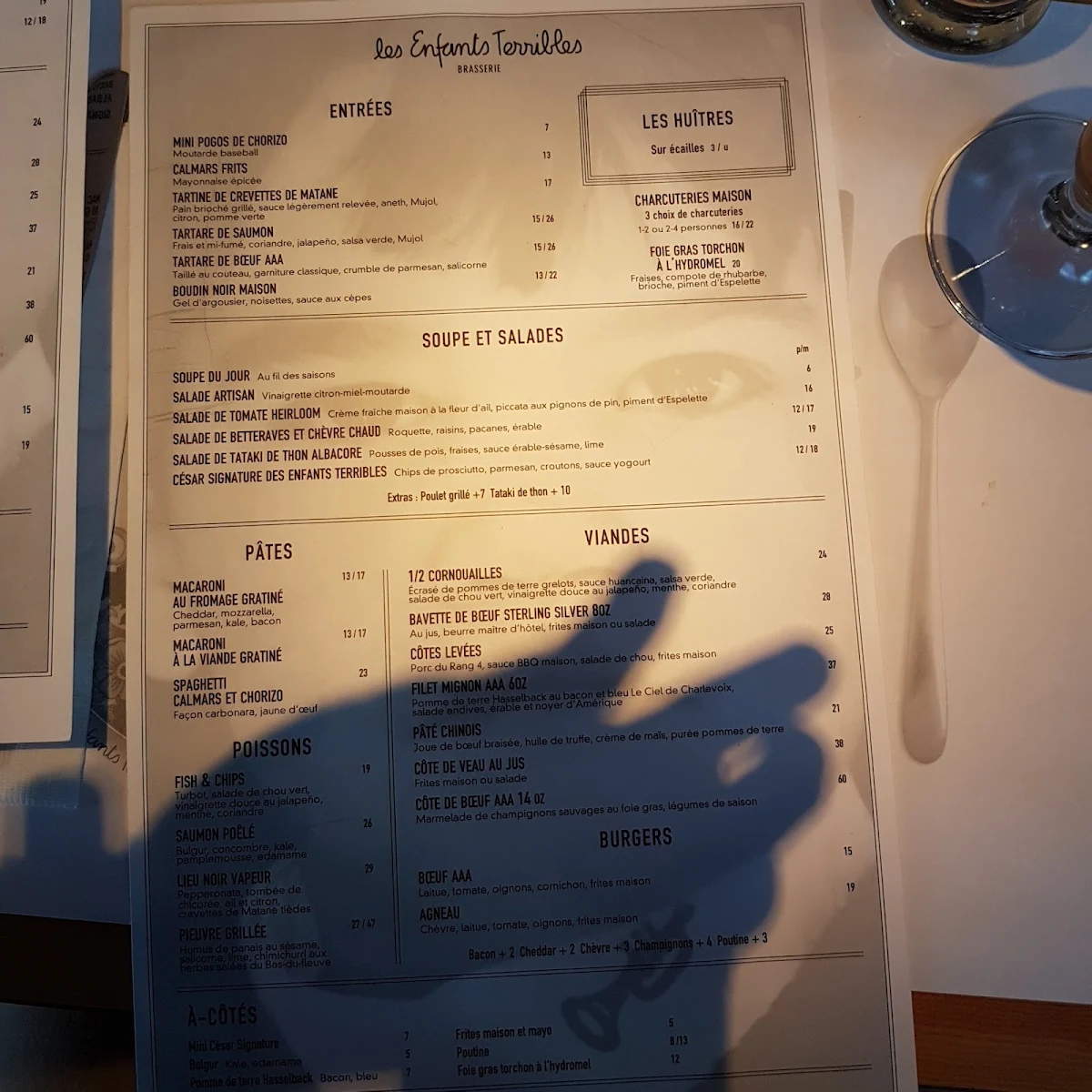 Menu, Les Enfants Terribles — Laval