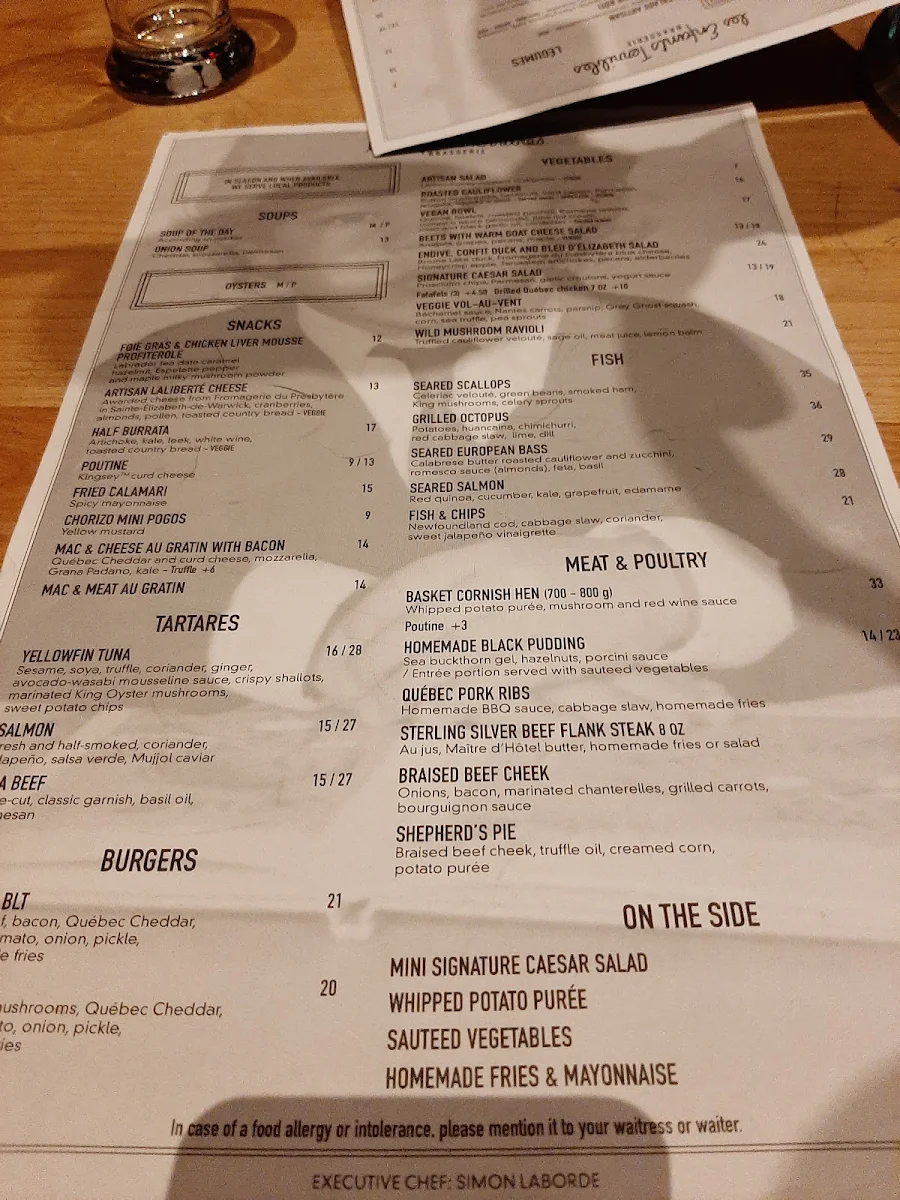 Menu, Les Enfants Terribles — Laval