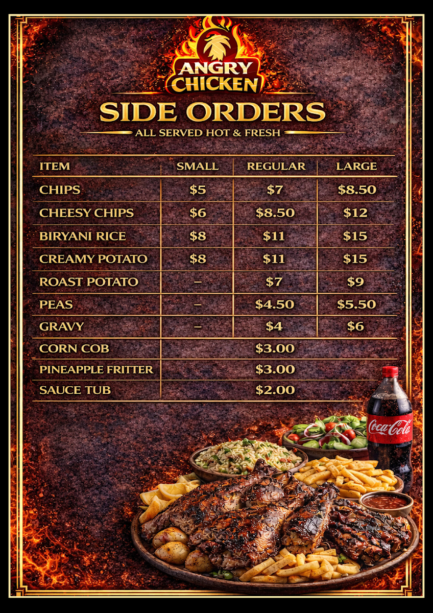 Menu, Angry Chicken BHAITAK