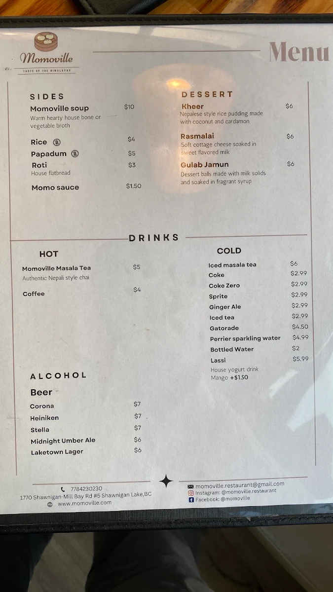 Menu, Momoville