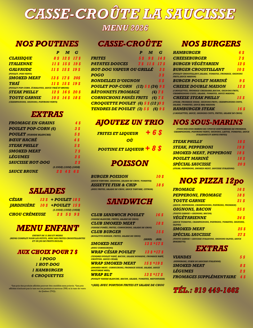 Menu, Casse-Croûte La Saucisse