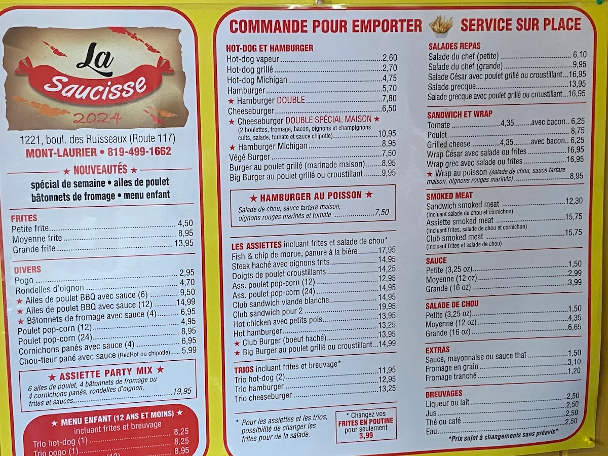 Menu, Casse-Croûte La Saucisse