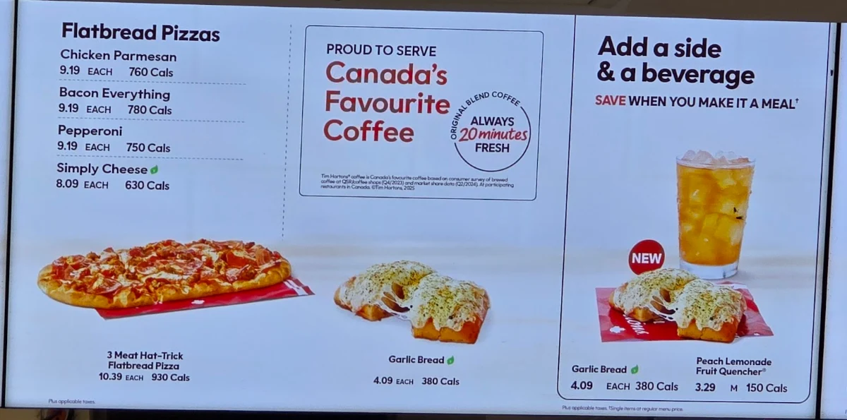 Menu, Tim Hortons