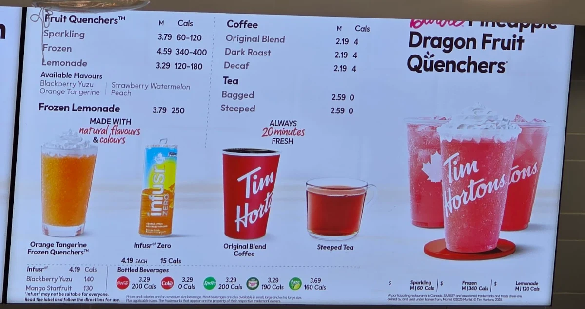 Menu, Tim Hortons