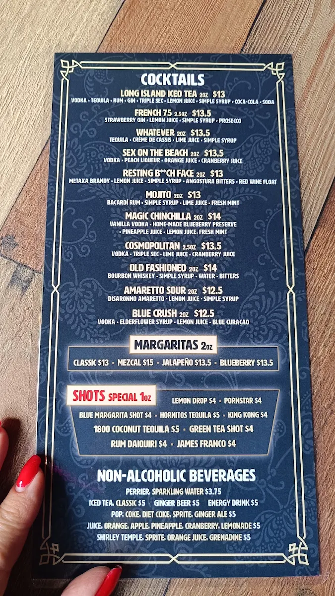 Menu, Chit Chat Burger Bar