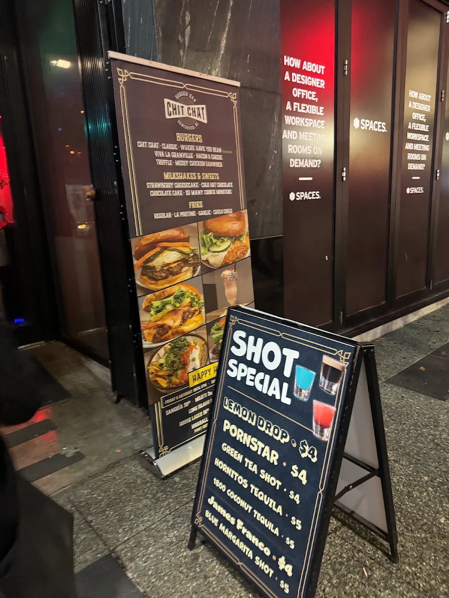Menu, Chit Chat Burger Bar