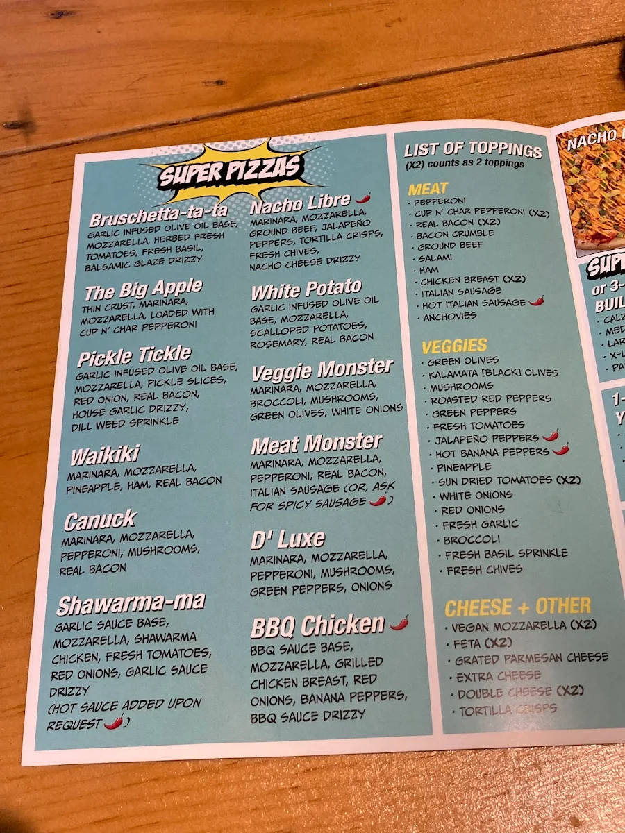 Menu, POWER PIZZA
