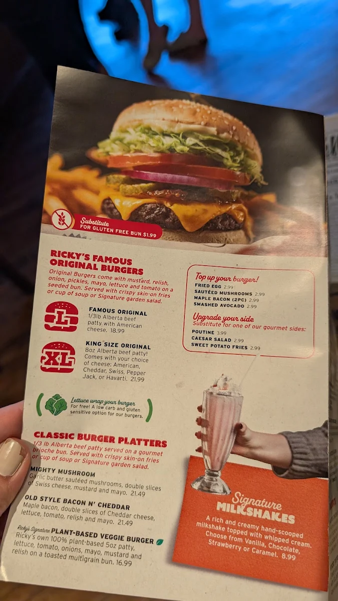 Menu, Ricky's All Day Grill - Nanaimo South-In the Days Inn