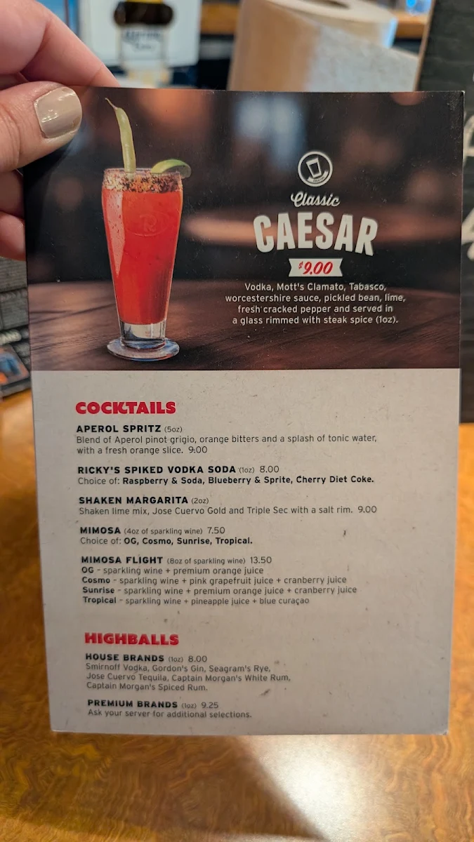 Menu, Ricky's All Day Grill - Nanaimo South-In the Days Inn
