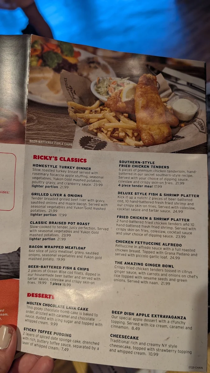 Menu, Ricky's All Day Grill - Nanaimo South-In the Days Inn