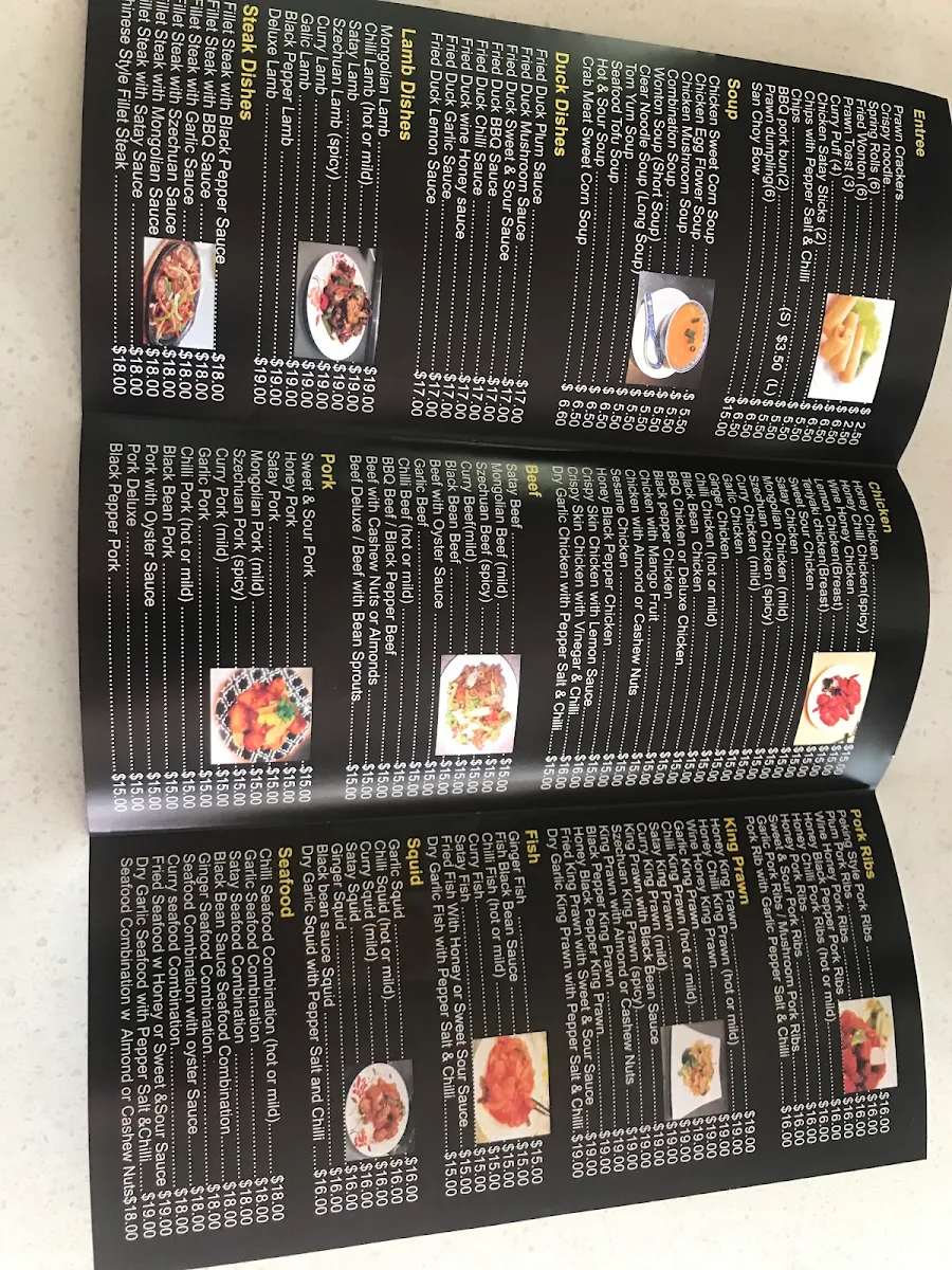 Menu, Golden Dragon (Now Grace Chinese Restaurant)